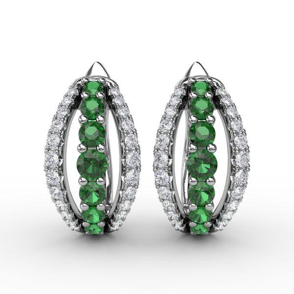 Emerald and Diamond Hoop Earrings  J. Thomas Jewelers Rochester Hills, MI