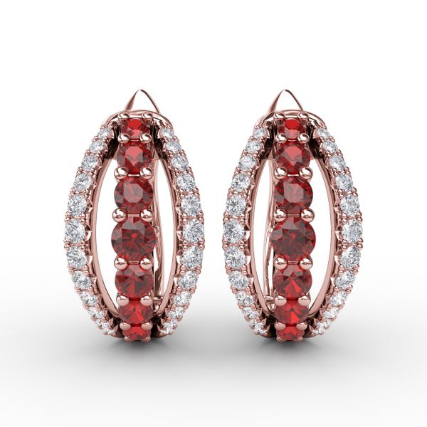 Ruby and Diamond Hoop Earrings  Shannon Jewelers Spring, TX