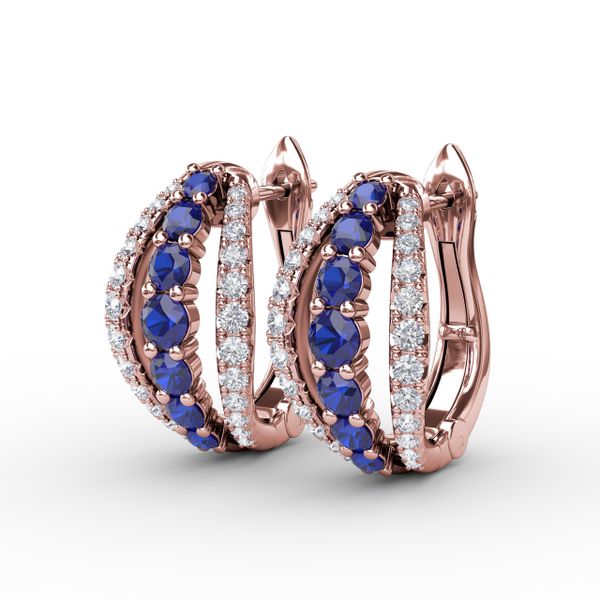 Sapphire and Diamond Hoop Earrings  Image 2 Reed & Sons Sedalia, MO