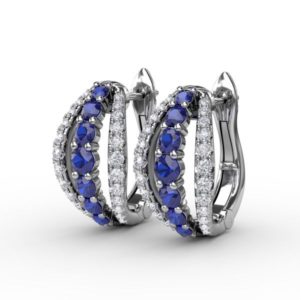 Sapphire and Diamond Hoop Earrings  Image 2 Graham Jewelers Wayzata, MN