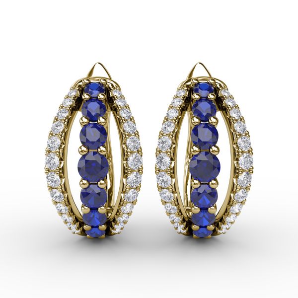 Sapphire and Diamond Hoop Earrings  Falls Jewelers Concord, NC