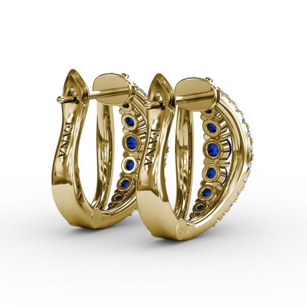 Sapphire and Diamond Hoop Earrings  Image 3 Castle Couture Fine Jewelry Manalapan, NJ