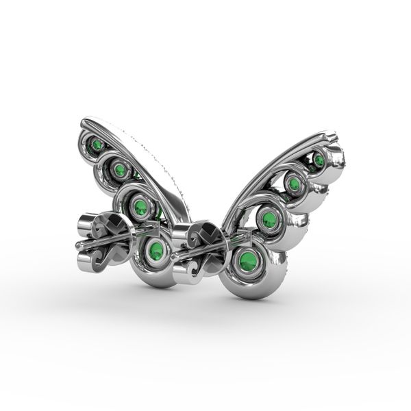 Butterfly Wing Emerald and Diamond Studs Image 3 D. Geller & Son Jewelers Atlanta, GA