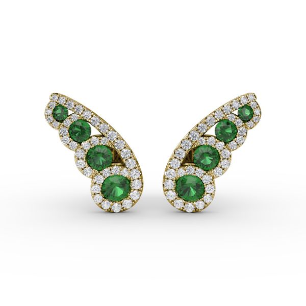 Butterfly Wing Emerald and Diamond Studs D. Geller & Son Jewelers Atlanta, GA