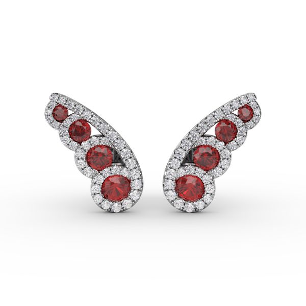 Butterfly Wing Ruby and Diamond Studs John Herold Jewelers Randolph, NJ