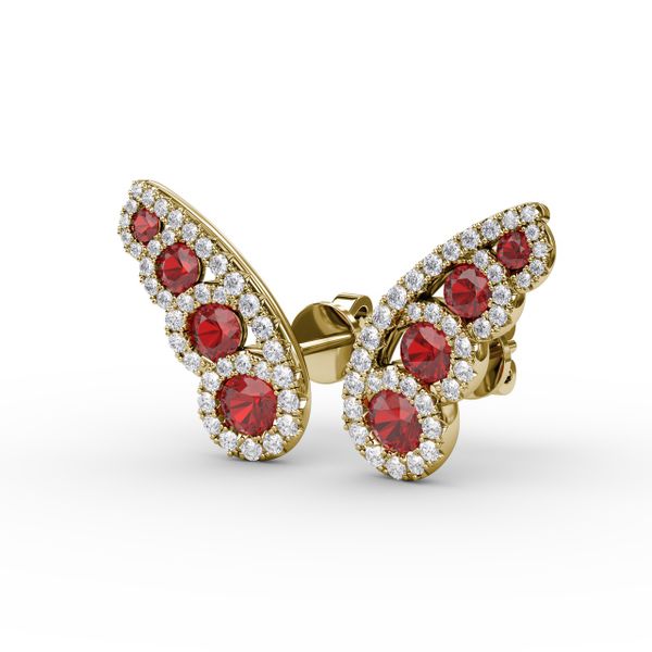 Butterfly Wing Ruby and Diamond Studs Image 2 P.K. Bennett Jewelers Mundelein, IL