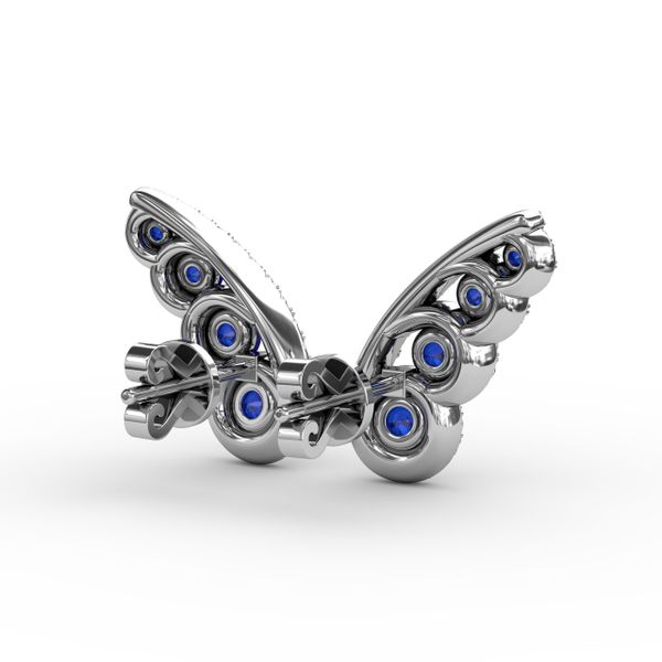 Butterfly Wing Sapphire and Diamond Studs Image 3 John Herold Jewelers Randolph, NJ