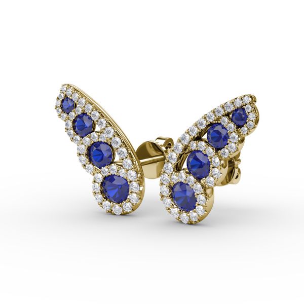 Butterfly Wing Sapphire and Diamond Studs Image 2 Selman's Jewelers-Gemologist McComb, MS