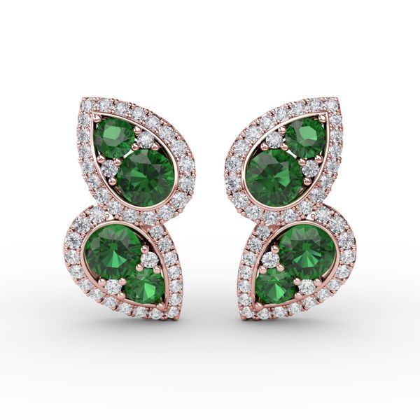 Teardrop Emerald and Diamond Earrings Conti Jewelers Endwell, NY