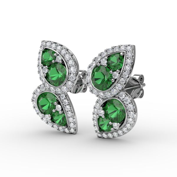 Teardrop Emerald and Diamond Earrings Image 2 S. Lennon & Co Jewelers New Hartford, NY