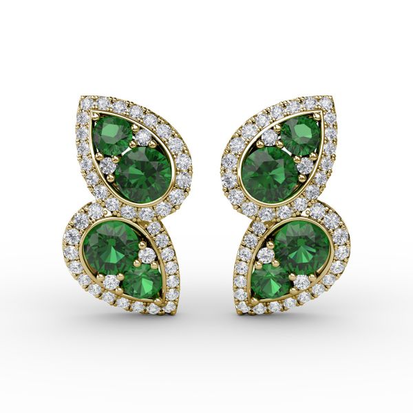 Teardrop Emerald and Diamond Earrings Castle Couture Fine Jewelry Manalapan, NJ