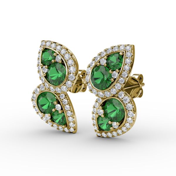 Teardrop Emerald and Diamond Earrings Image 2 Gaines Jewelry Flint, MI