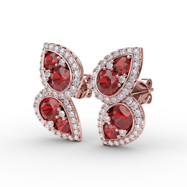 Teardrop Ruby and Diamond Earrings Image 2 Shannon Jewelers Spring, TX