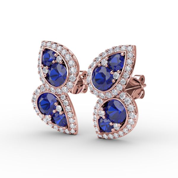 Teardrop Sapphire and Diamond Earrings Image 2 Perry's Emporium Wilmington, NC