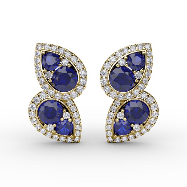 Teardrop Sapphire and Diamond Earrings Falls Jewelers Concord, NC