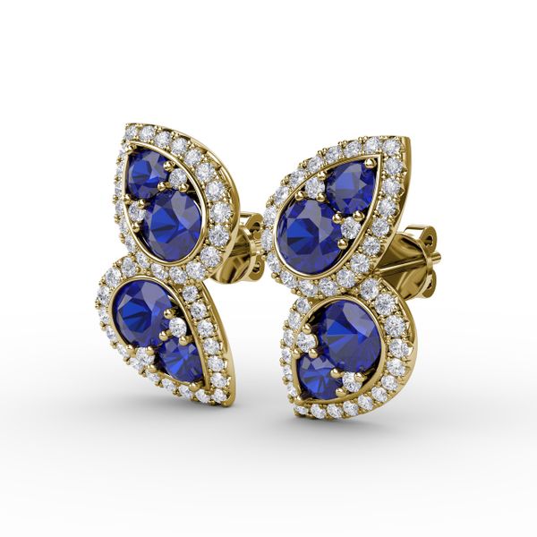 Teardrop Sapphire and Diamond Earrings Image 2 Falls Jewelers Concord, NC