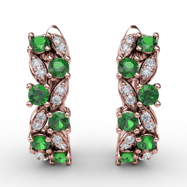 Clustered Emerald and Diamond Earrings Perry's Emporium Wilmington, NC