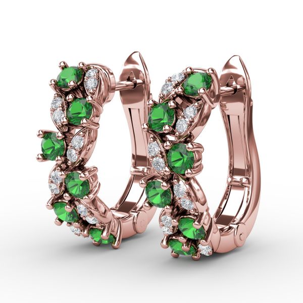 Clustered Emerald and Diamond Earrings Image 2 S. Lennon & Co Jewelers New Hartford, NY