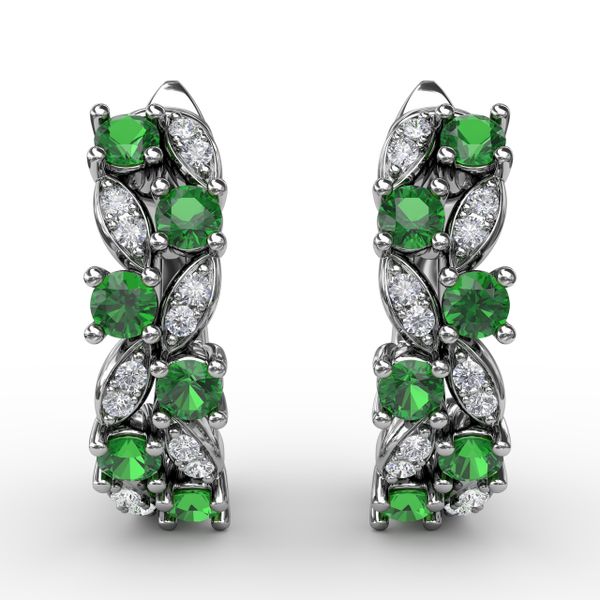 Clustered Emerald and Diamond Earrings Falls Jewelers Concord, NC