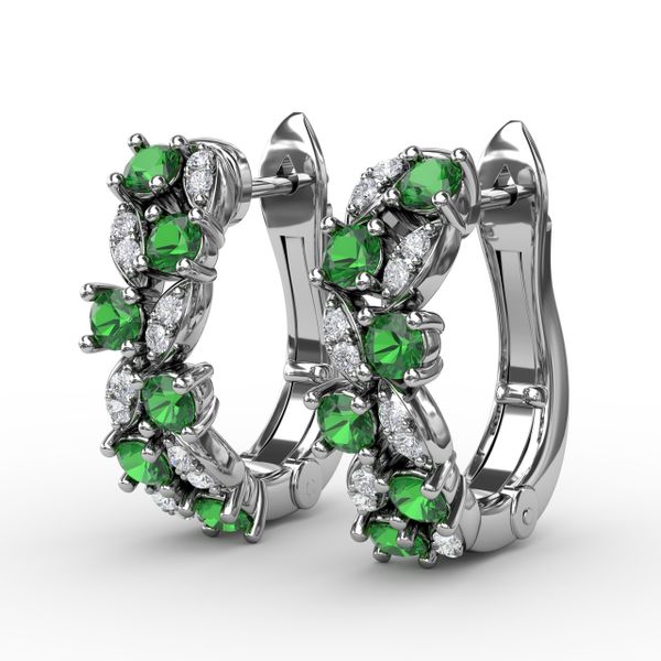 Clustered Emerald and Diamond Earrings Image 2 Shannon Jewelers Spring, TX