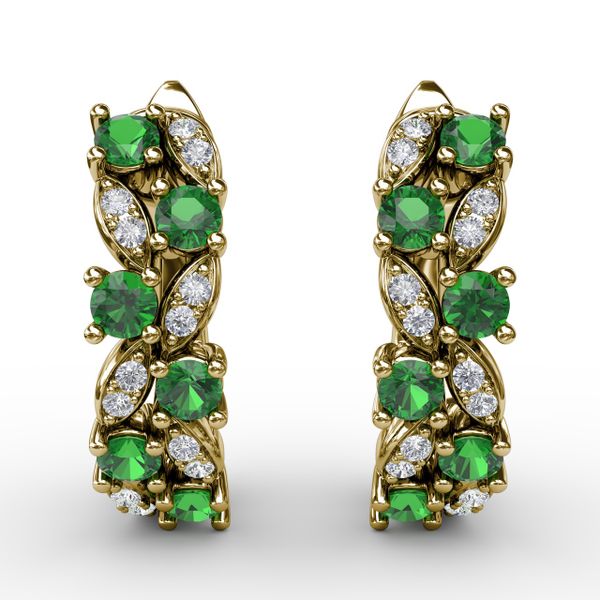 Clustered Emerald and Diamond Earrings Castle Couture Fine Jewelry Manalapan, NJ