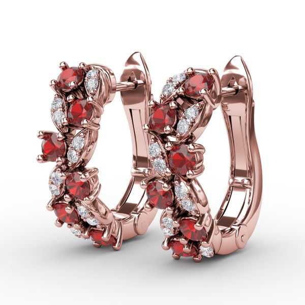 Clustered Ruby and Diamond Earrings Image 2 LeeBrant Jewelry & Watch Co Sandy Springs, GA