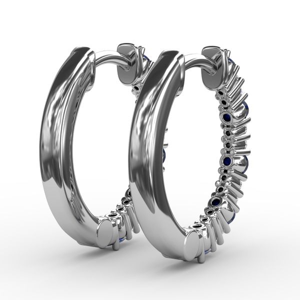Shared Prong Sapphire and Diamond Hoops Image 3 LeeBrant Jewelry & Watch Co Sandy Springs, GA