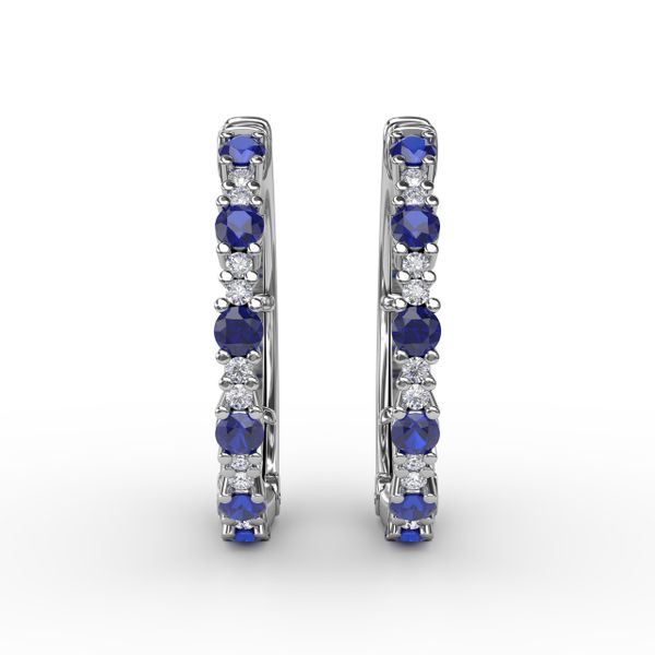 Precious Sapphire and Diamond Hoop Earrings  Milano Jewelers Pembroke Pines, FL