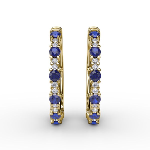 Precious Sapphire and Diamond Hoop Earrings  Mesa Jewelers Grand Junction, CO