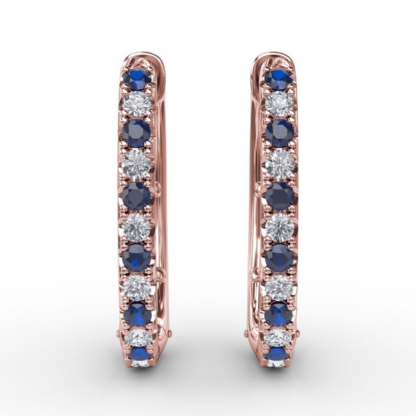 Alternaing Sapphire and Diamond Hoop Earrings  Lake Oswego Jewelers Lake Oswego, OR