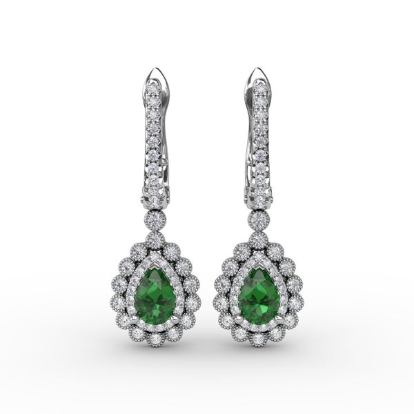 Pear-Shaped Emerald and Diamond Earrings  Sanders Diamond Jewelers Pasadena, MD