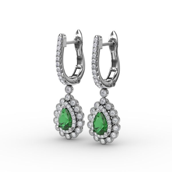 Pear-Shaped Emerald and Diamond Earrings  Image 2 Cornell's Jewelers Rochester, NY
