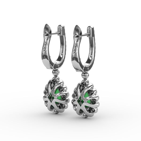 Pear-Shaped Emerald and Diamond Earrings  Image 3 Sanders Diamond Jewelers Pasadena, MD