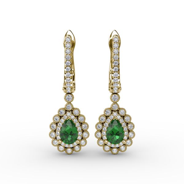 Pear-Shaped Emerald and Diamond Earrings  Falls Jewelers Concord, NC