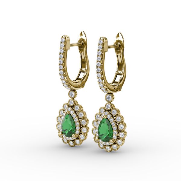 Pear-Shaped Emerald and Diamond Earrings  Image 2 Milano Jewelers Pembroke Pines, FL