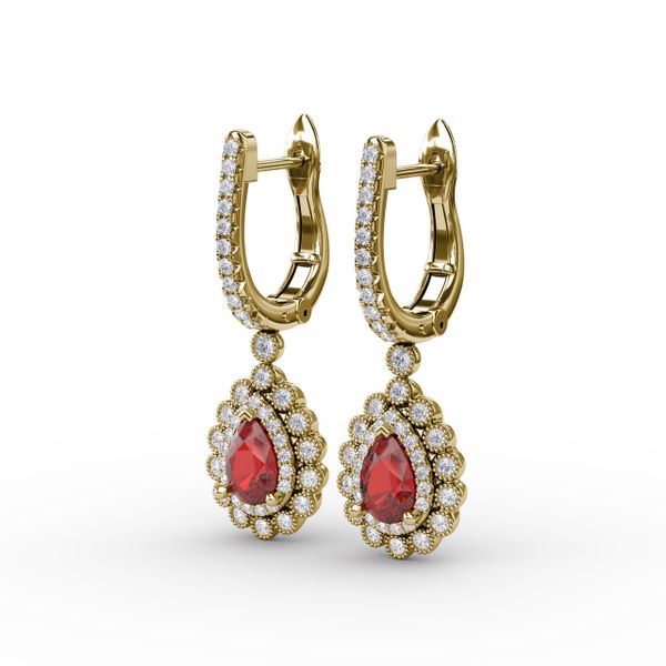 Pear-Shaped Ruby and Diamond Earrings  Image 2 Shannon Jewelers Spring, TX