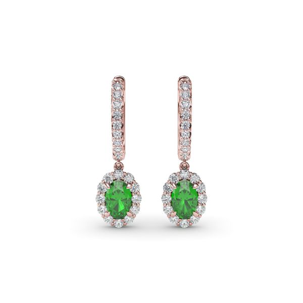 Dazzling Emerald and Diamond Drop Earrings Perry's Emporium Wilmington, NC