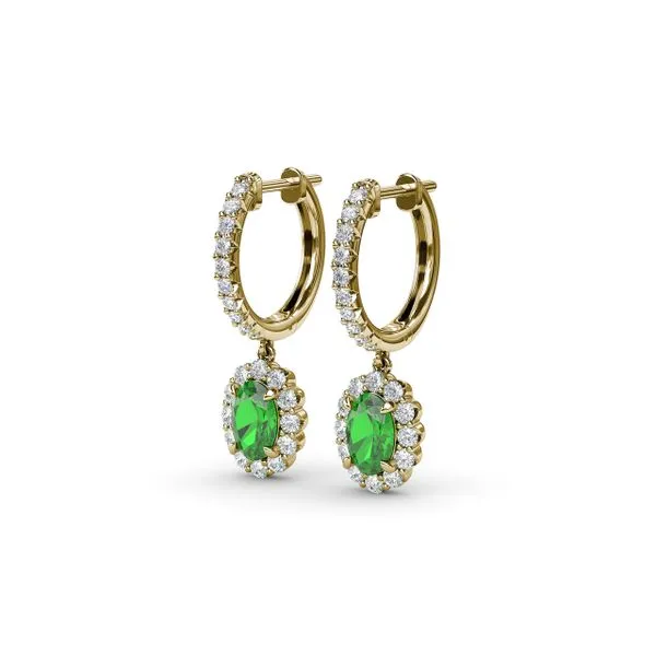 Dazzling Emerald and Diamond Drop Earrings Image 2 Falls Jewelers Concord, NC