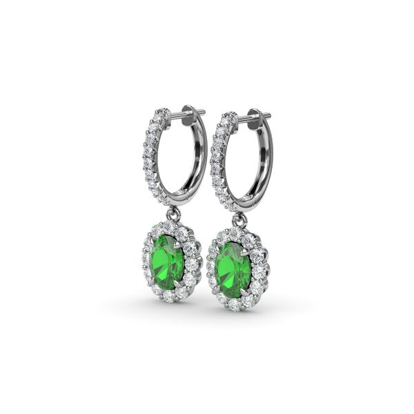 Dazzling Emerald and Diamond Drop Earrings Image 2 Parris Jewelers Hattiesburg, MS