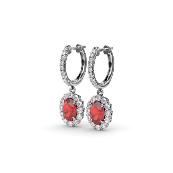 Dazzling Ruby and Diamond Drop Earrings Image 2 Harris Jeweler Troy, OH