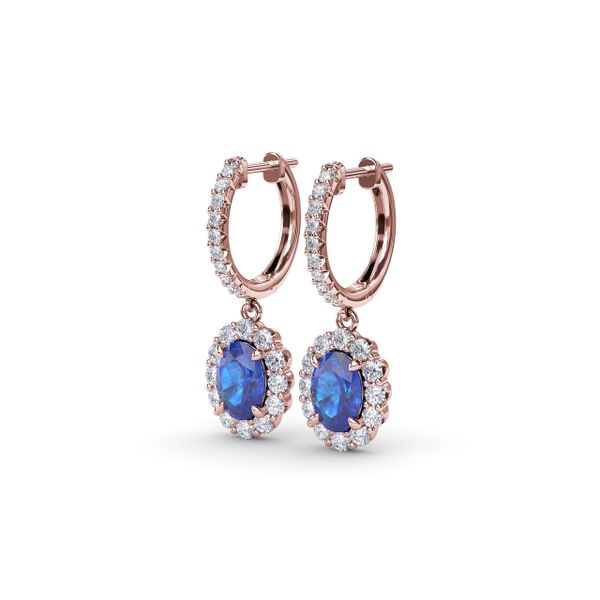 Dazzling Sapphire and Diamond Drop Earrings Image 2 Perry's Emporium Wilmington, NC