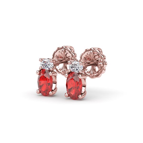 Oval Ruby and Diamond Stud Earrings  Image 2 Parris Jewelers Hattiesburg, MS