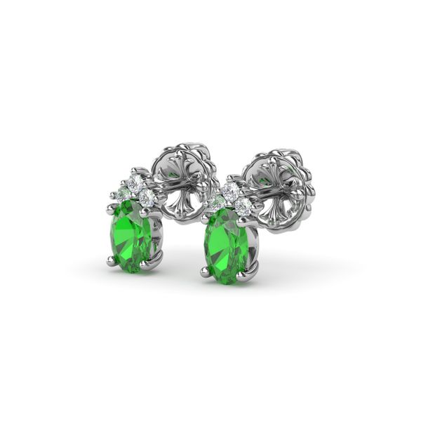 Oval Emerald and Diamond Stud Earrings  Image 2 John Herold Jewelers Randolph, NJ