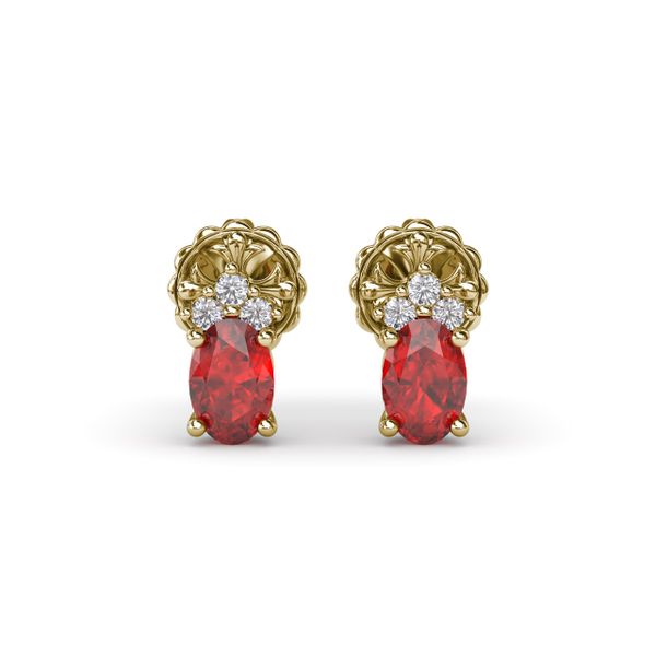 Oval Ruby and Diamond Stud Earrings  Parris Jewelers Hattiesburg, MS