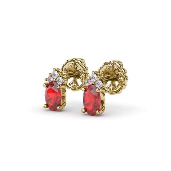 Oval Ruby and Diamond Stud Earrings  Image 2 Parris Jewelers Hattiesburg, MS