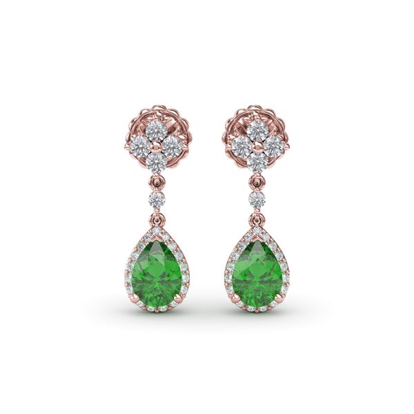 Emerald and Diamond Teardrop Dangle Earrings Parris Jewelers Hattiesburg, MS