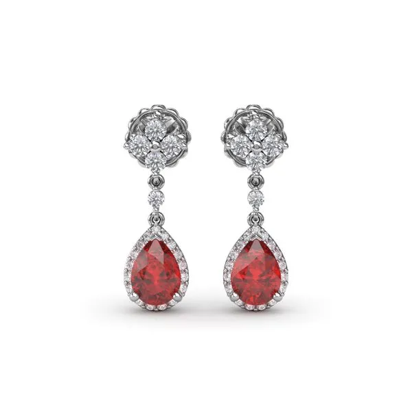 Ruby diamond drop earrings Clearance
