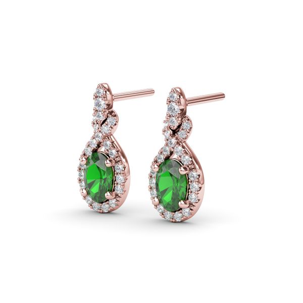 Love Knot Emerald and Diamond Earrings Image 2 Orloff Jewelers Fresno, CA