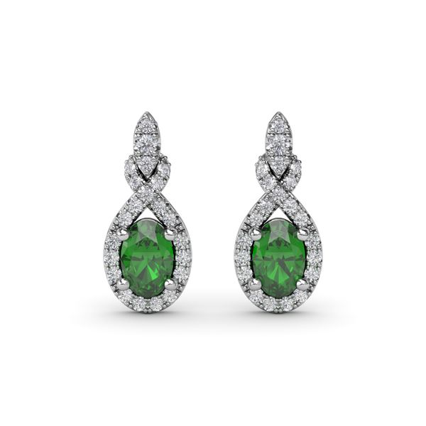 Love Knot Emerald and Diamond Earrings Reed & Sons Sedalia, MO