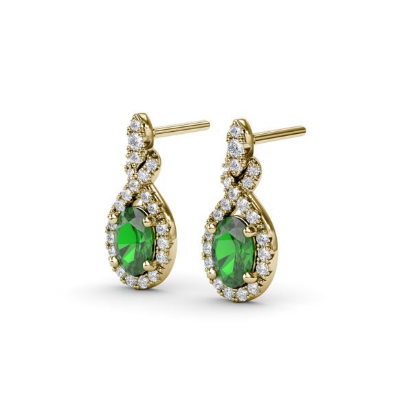 Love Knot Emerald and Diamond Earrings Image 2 J. Thomas Jewelers Rochester Hills, MI